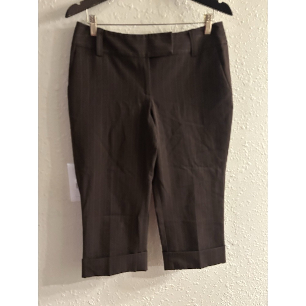Sz 8P  Maxwell Brown Pinstripe Dress Capri #266*12